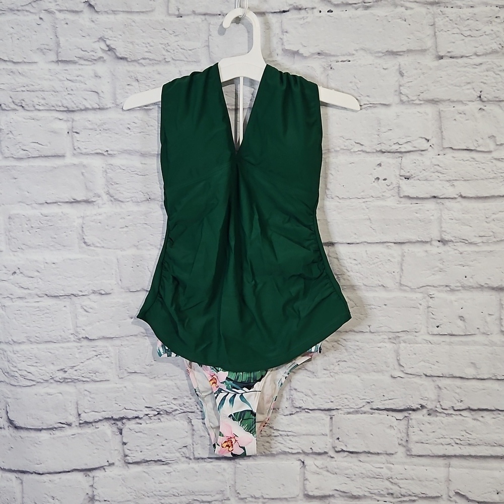 Halter tankini tropical swim suit